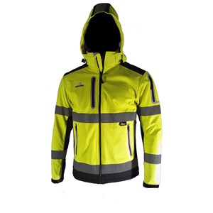 Jakke softshell kl.2 gul/sort